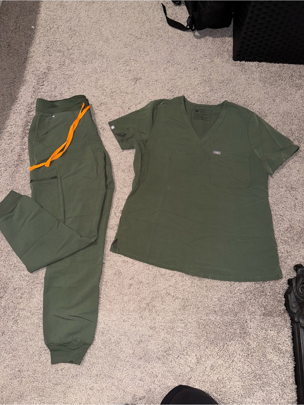 Figs Olive Green Catarina top and jogger bottom
